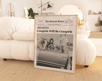 Coastal Cowgirl Newspaper Print: Dorm Room Wall Art (Digital Download)