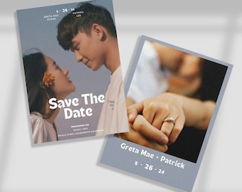 Vintage filmposter: &#39;Save the Date&#39;-sjabloon, volledig bewerkbare Canva-sjabloon voor &#39;Save the Date&#39;
