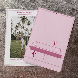 Perfect match: Save the Date, tennishuwelijksaankondiging, canvassjabloon of custom design, match Made in Heaven gepersonaliseerd, Save the Date