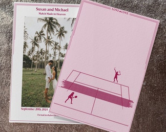 Tennis Wedding Save the Date: Custom Court Design (Canva Template)