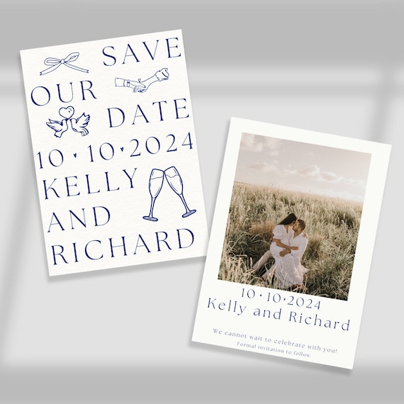 Maximalist Save the Date Template with Hand Drawn Elements