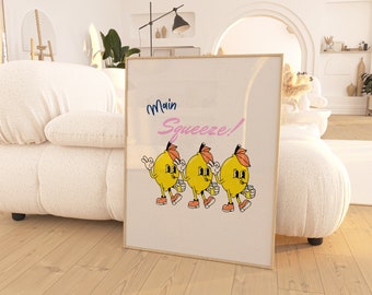 Main Squeeze | Retro Lemonade Art Print | Vintage Inspired Lemon Print | Digital Download