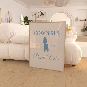 Cowgirls Beach Club Art Print | Coastal Cowgirl Aesthetic Digital Print | Surf&#39;s Up, Cowgirl 8x10