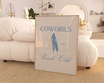 Coastal Cowgirl Art Print: Retro Beach Club Sign (8x10) (Digital Download)