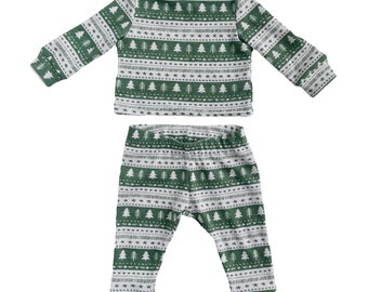Winter baby pajama set // Waffle Christmas jammies // 0-3m, 3-6m, 6-9m, 9-12m, 12-18m, 2T