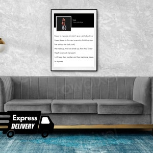 Tate McRae &quot;Exes &quot; | Think Later Album | Song Print | Lyric Poster | Music Wall Art | Room Decoration | Wall Art Print | Trendy Wall Art