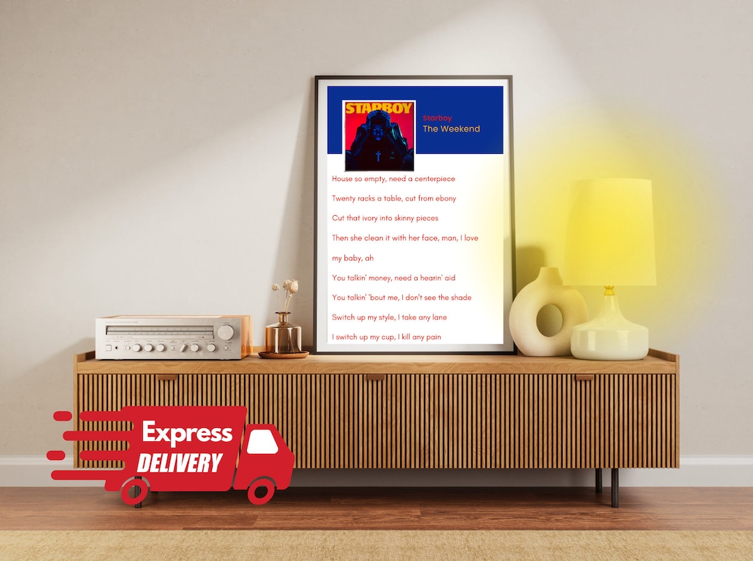 The Weekend "starboy" Print - Lyric Poster - Music Wall Art - Starboy ...