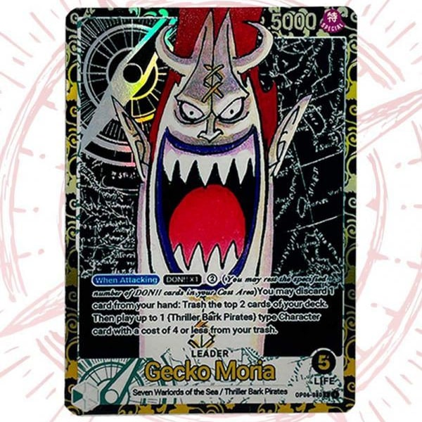 Leader Custom Gecko Moria V2 OP06 in embossed aluminum + Transparent box for One Piece TCG