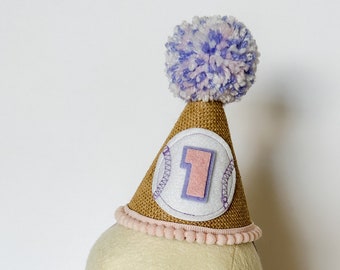 Baseball 1st Birthday Hat, Rookie First Year Hat, Personalized Girl Baseball, Ball Game Party Decor, Baseball Cake Smash Hat, Sports Theme