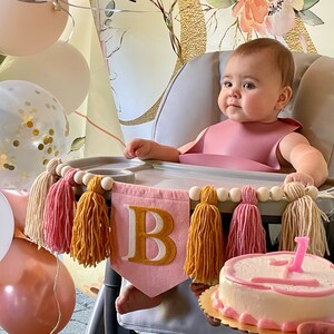 Pink High Chair Tassel Banner For Baby Girl's 1st Birthday - Party Decoration, Cake Smash Photo Prop - View #5