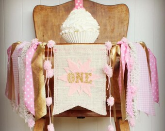 Winter Onederland Snowflake Highchair Banner 1st Birthday Party High Chair First One Wonderland Christmas Garland Girl Ballet Pink Party