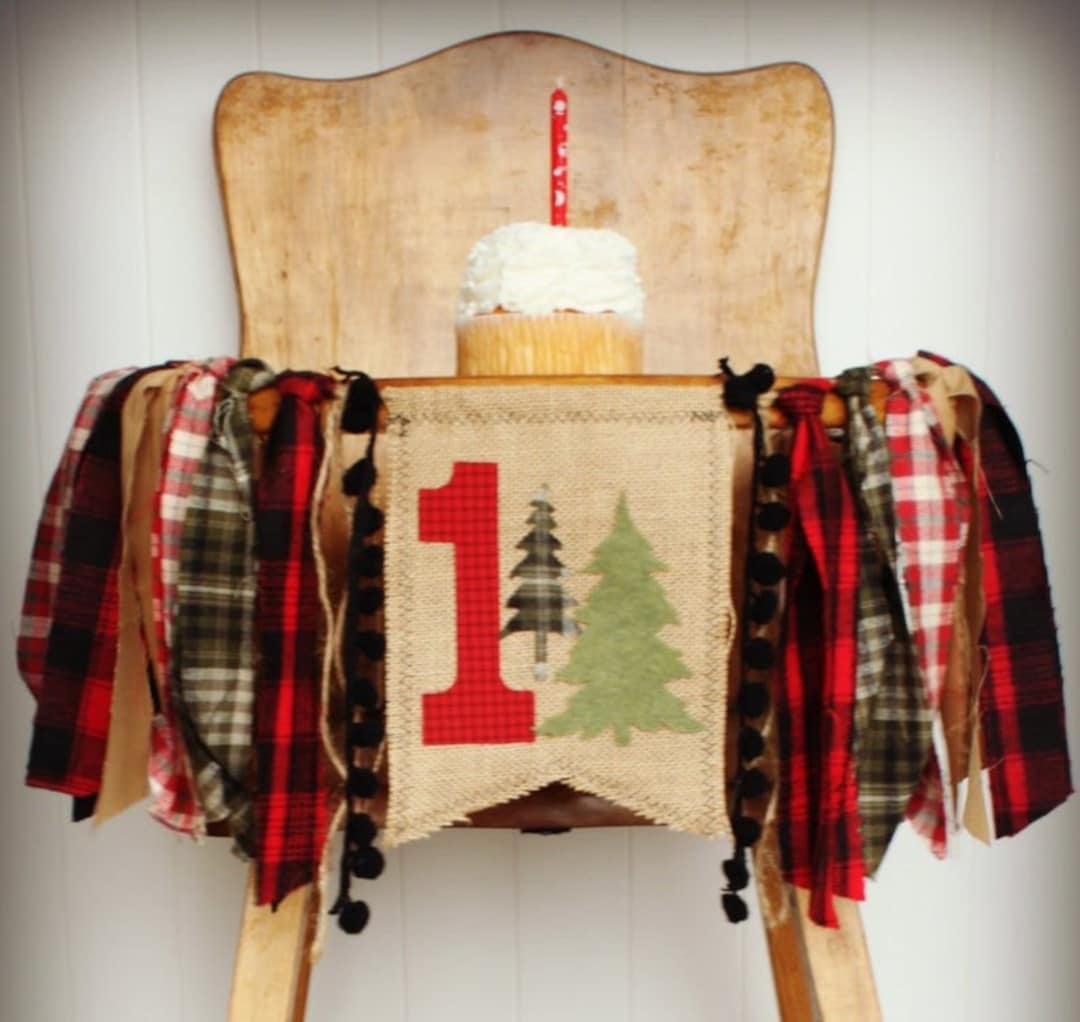 Lumberjack First Birthday Banner. Lumberjack Highchair Banner. Lumberjack One Banner. One Happy Camper. Wild One Lumberjack Party Decor
