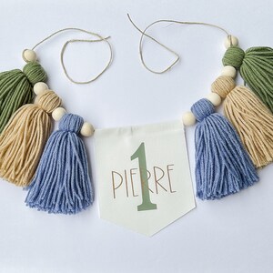 1st Boy Neutral High Chair Banner, Earth Tones Yarn Tassel Garland, Woodland One First Birthday, Cake Smash Garland, Outdoors Theme Banner