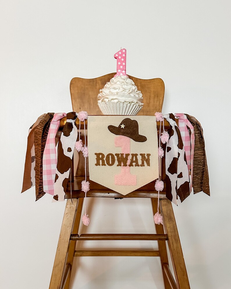 Cowgirl First Birthday Highchair Banner, My 1st Rodeo High Chair ...