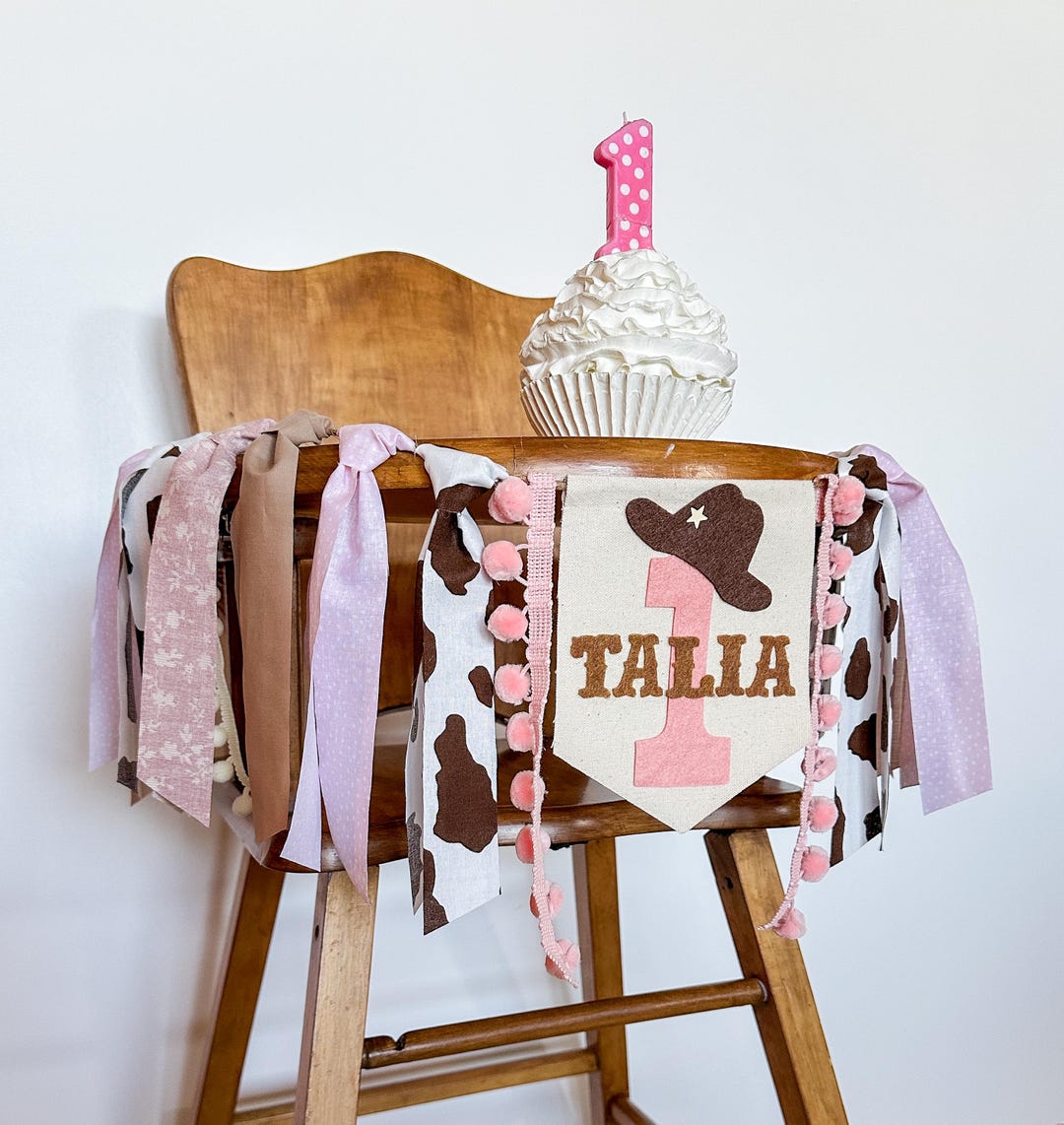 Cowgirl First Birthday Highchair Banner, My 1st Rodeo High Chair ...