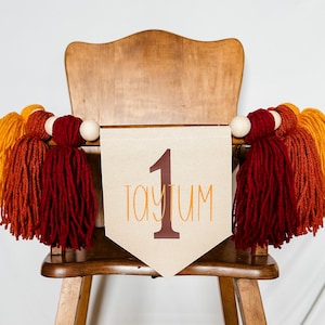 Fall 1st Birthday Highchair Banner, Personalized First Sign, One Custom High Chair Banner, Shades of Autumn Banner, Cake Smash Turkey Party