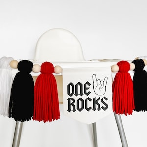 One Rocks First Birthday Highchair Banner, Rockstar 1st Party, Rock N Roll High Chair Decor, 1 Rocks Guitar Birthday, Rockin One Cake Smash