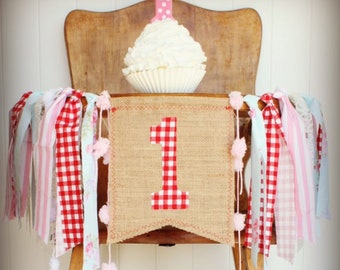 Farmers Market Highchair Banner 1st Birthday Party Decoration High Chair First One Picnic Summer Barbeque Gingham Cake Smash Boho Girl Sign