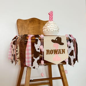 Cowgirl First Birthday Highchair Banner, My 1st Rodeo High Chair Garland, Western Cake Smash Party, Personalized Custom Age Gift, Cowboy Hat