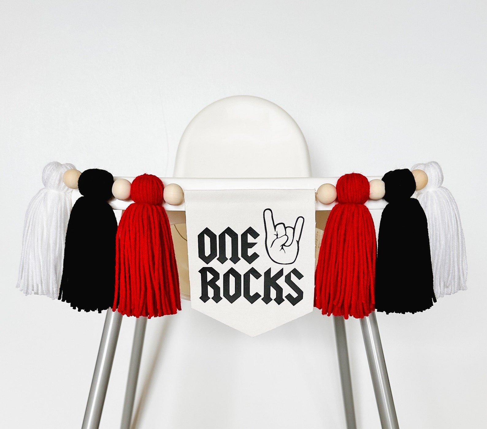 One Rocks Part Decor One Rocks First Birthday Highchair Banner, Rockstar 1st Party, Rock N ...