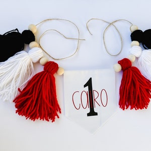 Football 1st Highchair Banner, Personalized First Birthday Banner, One Custom High Chair Banner, Red Black White Theme, Cake Smash Boy Party