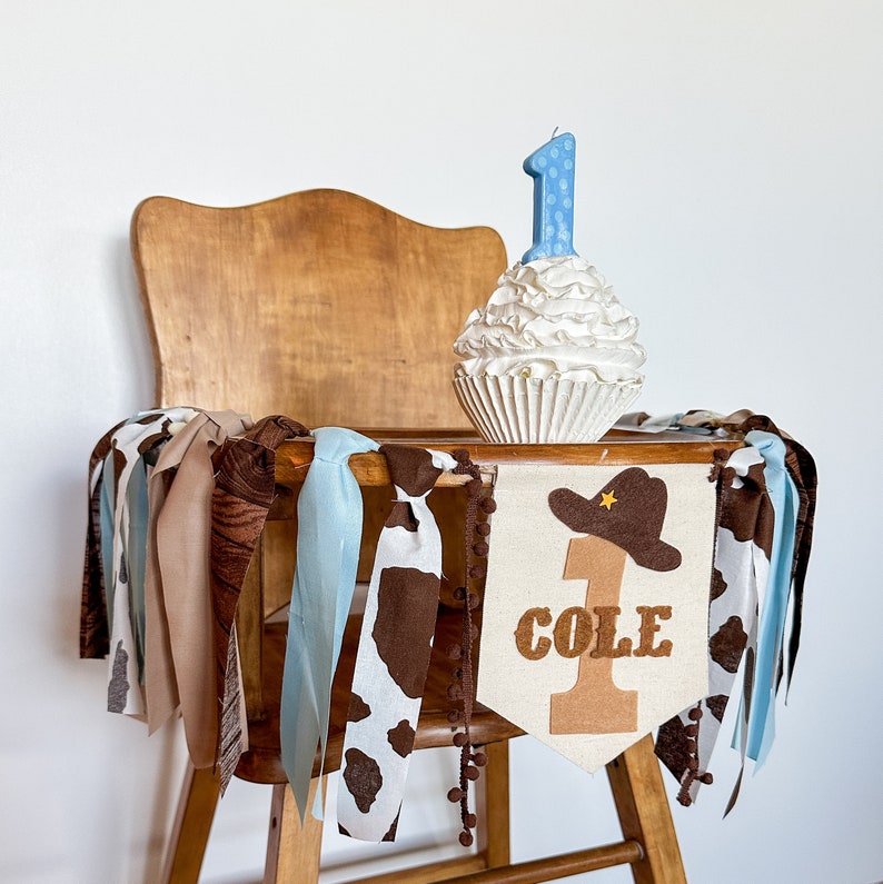 Cowboy First Birthday Highchair Banner, My 1st Rodeo High Chair Garland