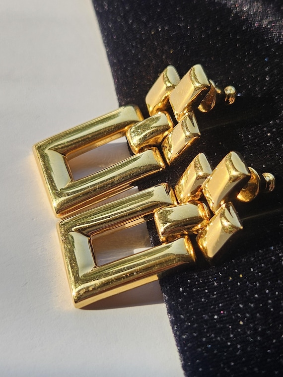Rectangular door knocker earrings Monet Vintage h… - image 3