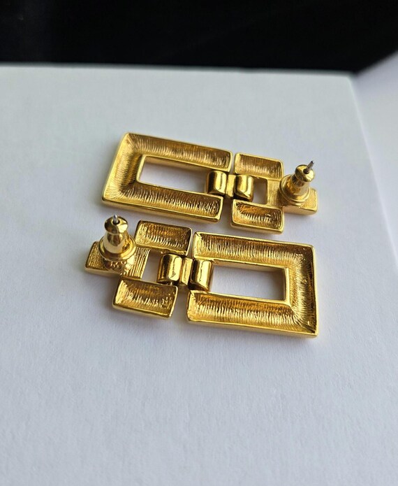 Rectangular door knocker earrings Monet Vintage h… - image 8