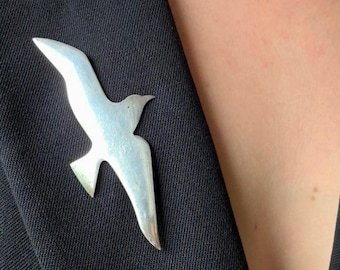 Vintage Sterling Sea Gull Brooch Pendant by International Sterling Bird Pin, Modernist Silver Jewelry