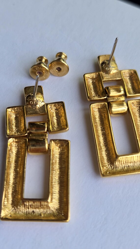 Rectangular door knocker earrings Monet Vintage h… - image 6