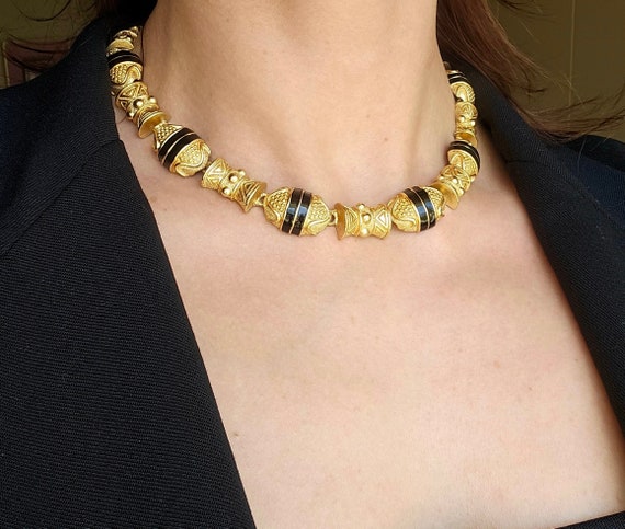 Etruscan chocker necklace Vintage Byzantine neckl… - image 1