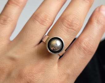 Elis Kauppi Modernist Ring Sterling Silver Kupittaan Kulta Finland, Vintage Scandinavian Jewelry