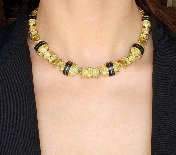 Etruscan chocker necklace Vintage Byzantine neckl… - image 3