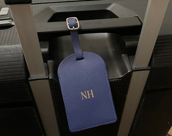Leather luggage tag with individual engraving