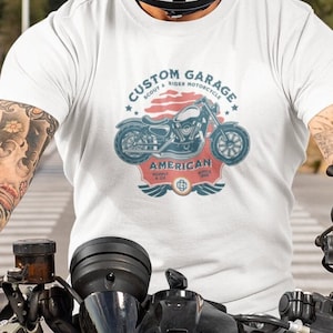 Custom Motorcycle Shirt, Husband Shirt, Biker Shirt, Mechanic Tee, Gift Shirt, Racer T-Shirt and Garage Shirt, American Shirt, Rally Shirt
