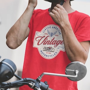 Classic American Motorcycle Shirt, Men&#39;s Shirt, Dad Tee, Vintage Shirt, Biker Shirt, Motorcycle Shirt, Cool Shirt, Dad Gift, Cool