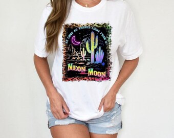 Dancing in the Glow: Neon Moon Graphic Tee Collection