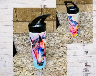 Personalisierte Pferdebecher: 20 Unzen isolierte Edelstahlwasserflasche