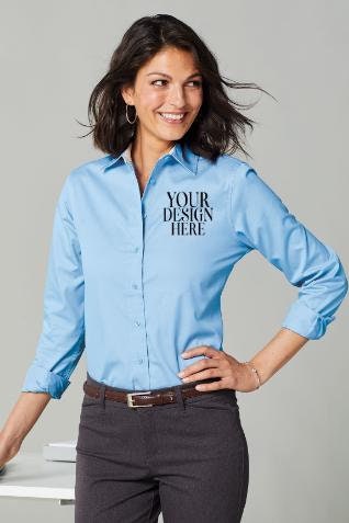 sachin and babi light blue dress Custom Embroidered Dress Shirts with Logo | Corporate Uniforms main image 0