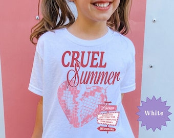 Cruel Summer T-shirt pour enfants, cadeau Taylor Swiftie pour enfants, produits dérivés de l'album Lover, diables lancent les dés, TS Eras, version Taylors, couleurs confortables