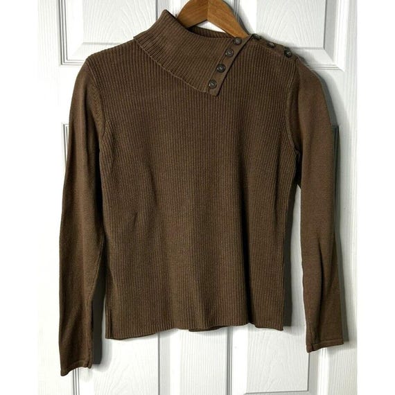 Vintage Crazy Horse Taupe Brown Mock Turtleneck Sweater 100