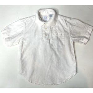 Vintage Baby Gap Toddler White Linen/Cotton Polo Top - Size XXS - EUC