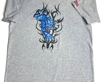 Rare Vintage JNCO Men&#39;s XS/Kids&#39; L Graphic Shirt, Blue Panther & Flame Design
