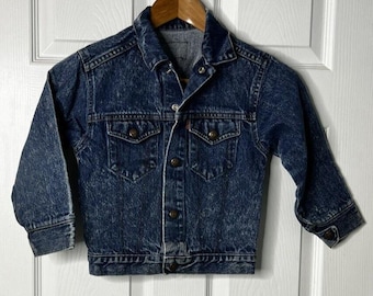 Chaqueta vaquera vintage de los años 90 con lengüeta naranja de Little Levi's - Talla 7 - Fabricada en EE. UU. - EUC
