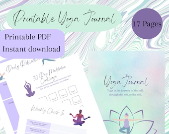 Yoga Journal | Yoga Planner | Meditation Journal | Fitness Planner | Yoga Pose Planner | Yoga Tracker | Printable Yoga Journal |