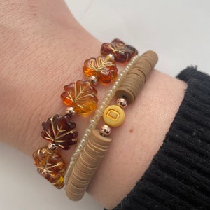 Autumn stack bracelets, personalised, initials, custom made bracelet.