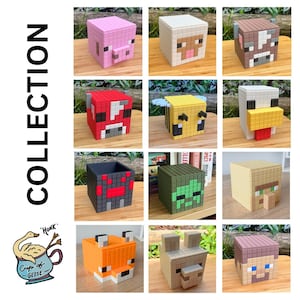 Porta-objetos e vaso de plantas em formato de galinha, abelha ou vaca cogumelo do Minecraft imagem 10