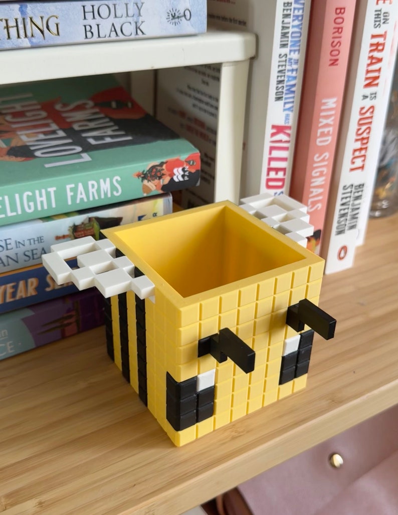 Porta-objetos e vaso de plantas em formato de galinha, abelha ou vaca cogumelo do Minecraft Bee