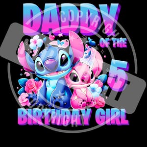 Camisetas familiares a juego de cumpleaños de Lilo Stitch, camiseta familiar de cumpleaños de Stitch, camiseta de fiesta de Lilo para niña de cumpleaños DTF y SUBLIMACIÓN imagen 4