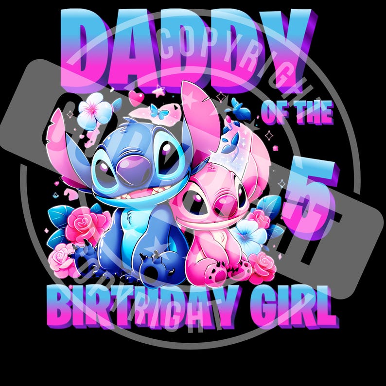 Camisetas familiares a juego de cumpleaños de Lilo Stitch, camiseta familiar de cumpleaños de Stitch, camiseta de fiesta de Lilo para niña de cumpleaños DTF y SUBLIMACIÓN imagen 4